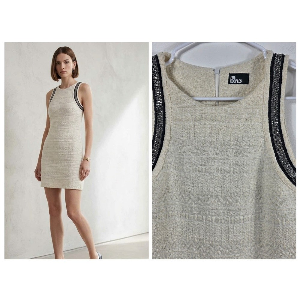 The Kooples Chain Geo Textured Dress Women 1 Asiago Small